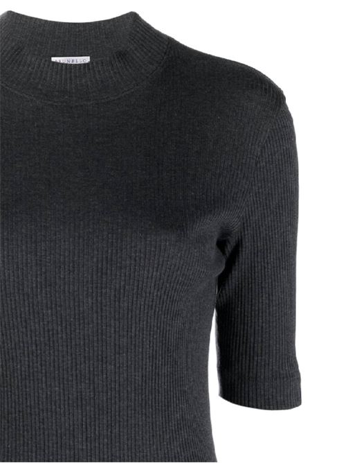 Ribbed top with raised collar Brunello Cucinelli | MH990BM114C390